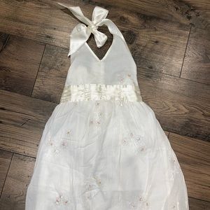 Beautiful White Dress with Flowers for Girls